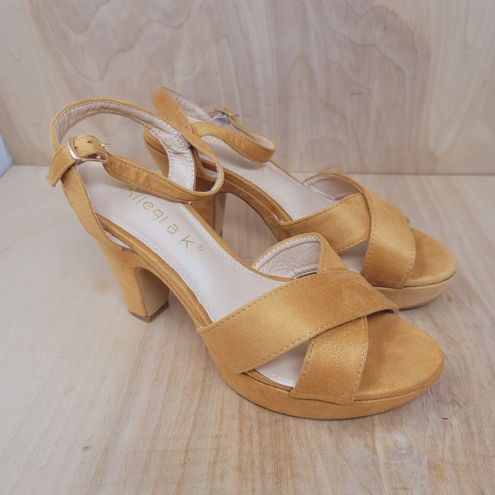 Allegra K Womens Sandals Platforms Wedges Brown Heel Ankle Strap Size 8.5 M